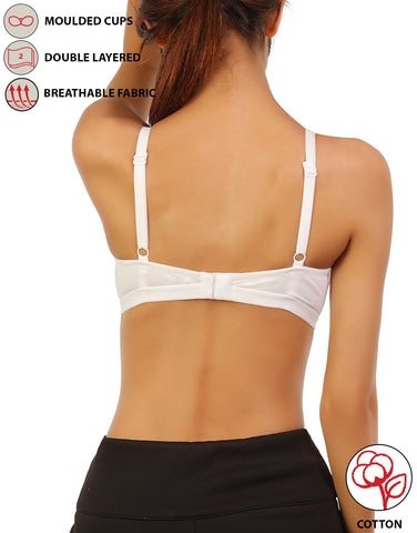 LOSHA DOUBLE LAYERED WIRE-FREE BRA WITH HIGH MID PANEL -WHITE