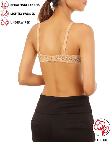 LOSHA COTTON UNDERWIRED LIGHTLY PADDED T-SHIRT BRA - Toasted Almond