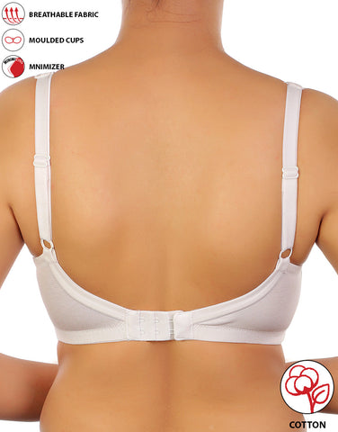 LOSHA COTTON FULL COVERAGE SINGLE LAYERED WIRE-FREE BRA -WHITE