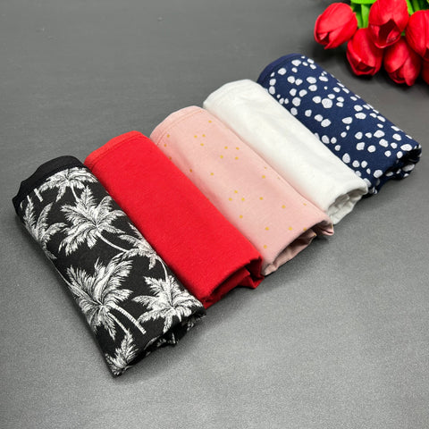 LOSHA PACK OF 5 SUPER SOFT COTTON STRETCH PRINTED BIKINI BRIEFS -PALM