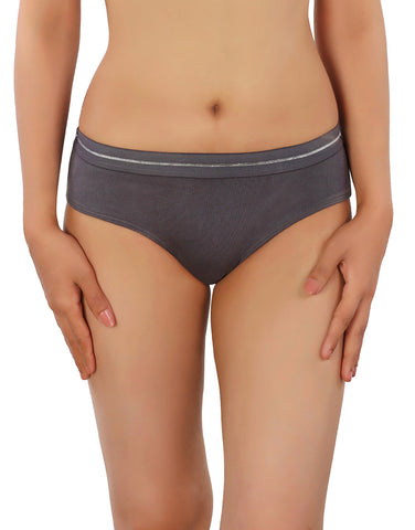 LOSHA COTTON BIKNI BREIF WITH GLITTER ELASTIC WAIST BAND-GREY