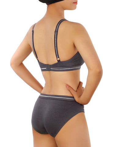 LOSHA COTTON BIKNI BREIF WITH GLITTER ELASTIC WAIST BAND-GREY