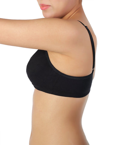 Losha Cotton Wire free Cut N Sew Bra- Black