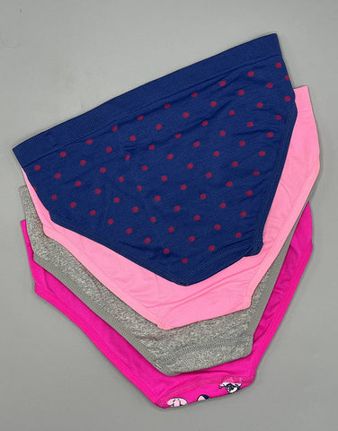 LOSHA TEENS  PACK OF 4 SEAMLESS SOLID & PRINT HIPSTER PANTIES-PINK GLOW