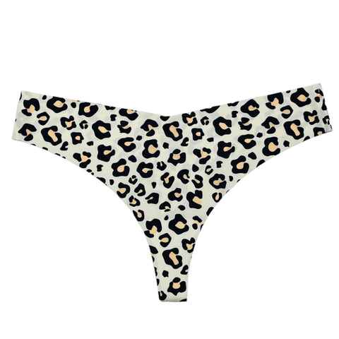 Losha Laser Cut Thong Panty Cheeta Print-CARAMEL