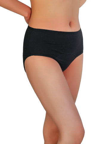 LOSHA SUPER  SOFT COTTON HIGH WAIST PERIOD PANTY-BLACK