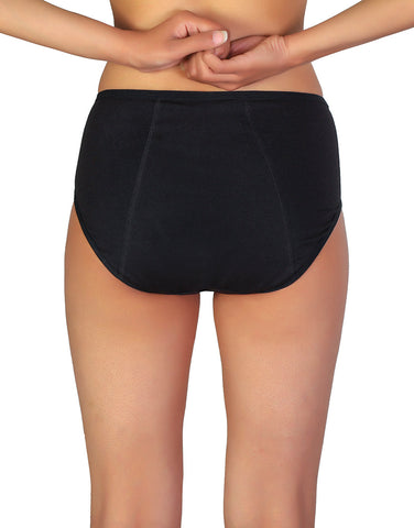 LOSHA SUPER  SOFT COTTON HIGH WAIST PERIOD PANTY-BLACK