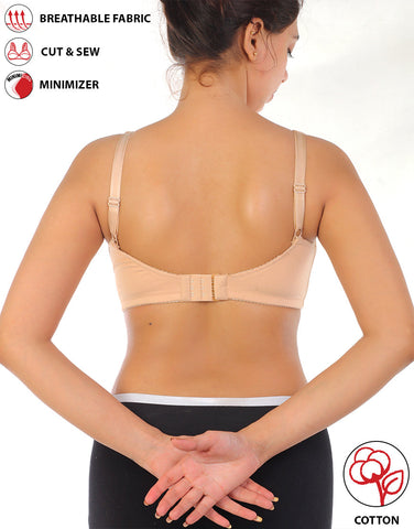 LOSHA COTTON DOUBLE LAYERED SAG LIFT MINIMIZER BRA-TOASTED ALMOND