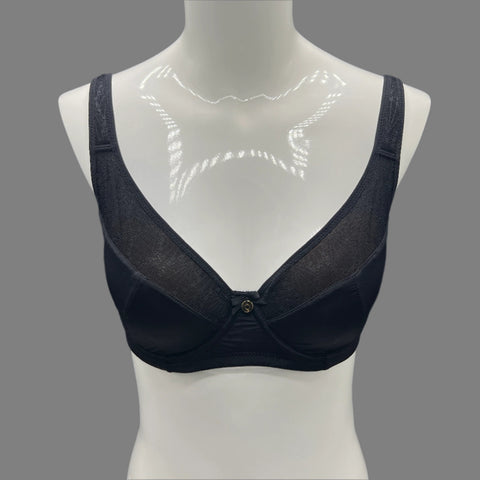 Losha Curvy Double Layered Minimizer Bra with Lace Touch-BLACK