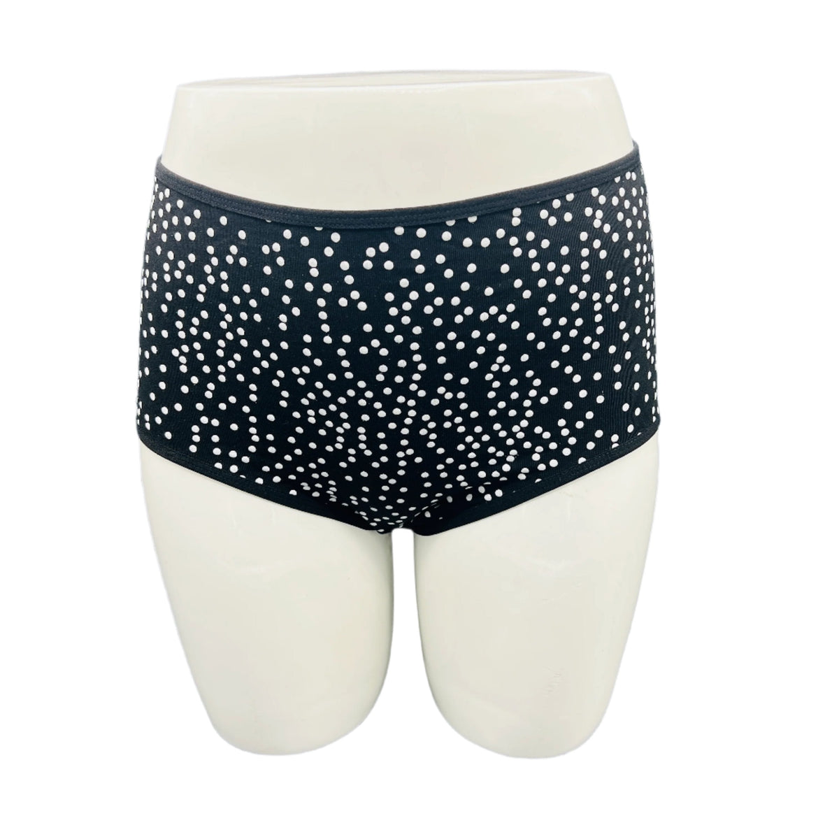 LOSHA SUPPER SOFT HIGH  WAISTED COTTON PANTY-POLKA DOTS (BLACK)