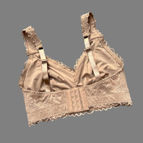 Losha Curvy Double Layered All over Lace Bralette-BEIGE