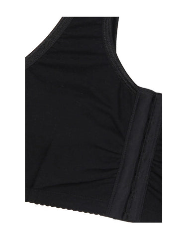 Losha Cotton Wire-free Darted Cup Front Open Bra-Black