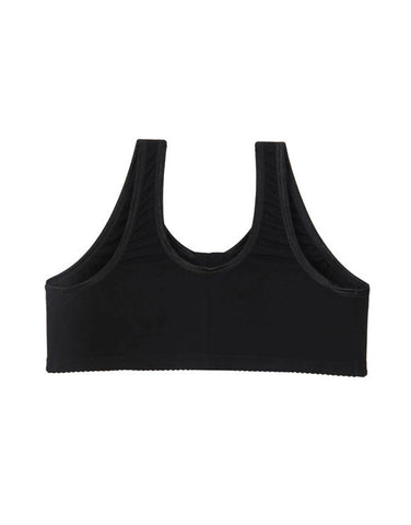 Losha Cotton Wire-free Darted Cup Front Open Bra-Black